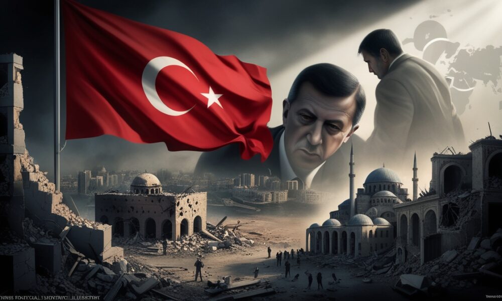 Ilustrasi editorial yang menggambarkan retorika Turki terhadap zionis, terlihat sebagai sikap politik yang lebih bersifat propaganda dibanding aksi nyata.