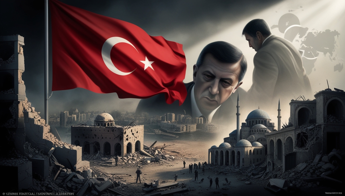 Ilustrasi editorial yang menggambarkan retorika Turki terhadap zionis, terlihat sebagai sikap politik yang lebih bersifat propaganda dibanding aksi nyata.