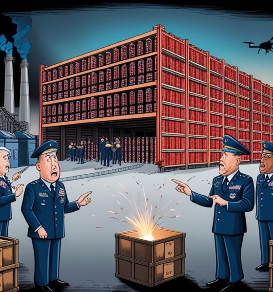 Gudang rudal AS hampir kosong, jenderal panik, pabrik produksi meningkat cepat, latar belakang rudal dan drone terbang dari Timur Tengah.