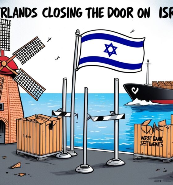 Poster protes bertuliskan “Boycott Israel” di Belanda terkait Eurovision 2026.