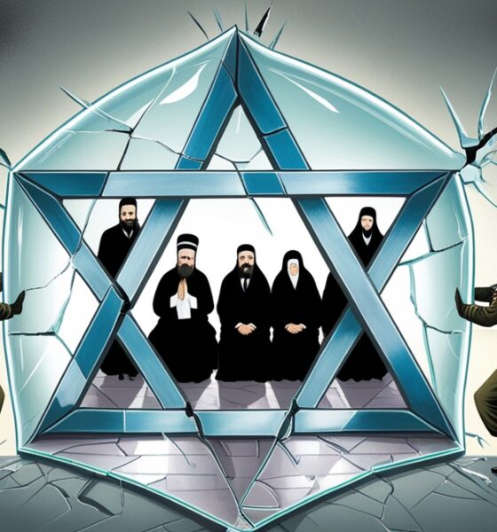 Ilustrasi editorial simbolis retaknya persatuan zionis di tengah perang Gaza