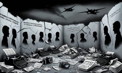 Puing kantor media di Sanaa usai serangan Israel, korban termasuk jurnalis.