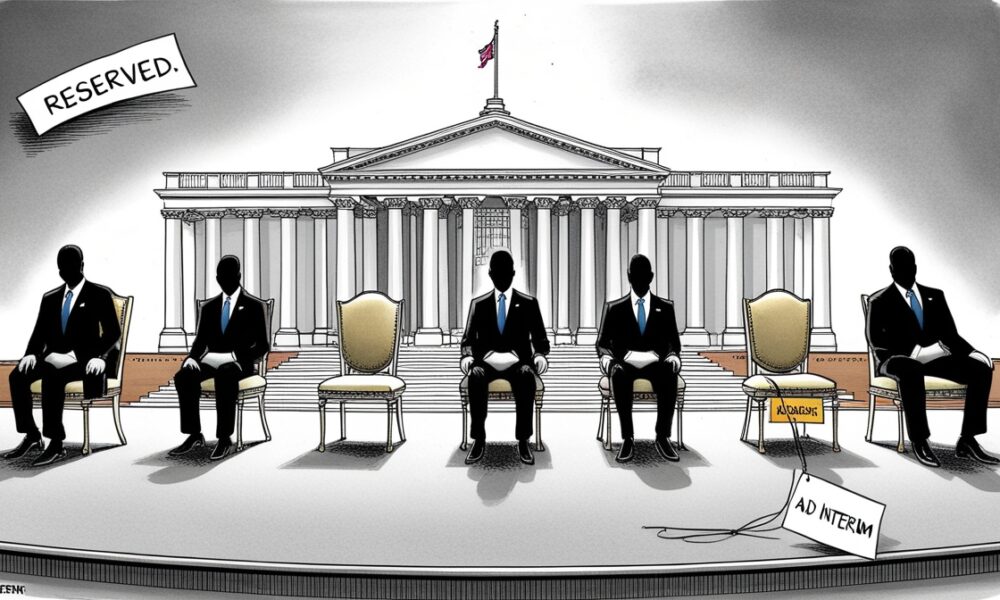 Kursi kosong kabinet simbol reshuffle koma Prabowo