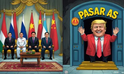 Ilustrasi editorial ASEAN mencari mitra dagang baru saat Amerika menutup pintunya