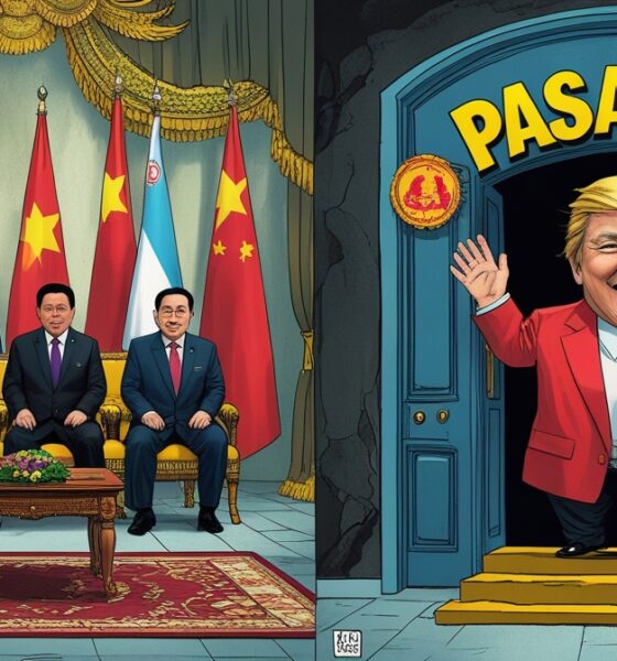 Ilustrasi editorial ASEAN mencari mitra dagang baru saat Amerika menutup pintunya