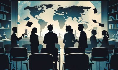 Ilustrasi boikot akademik Israel dengan kursi kosong di universitas, simbol konflik moral dan keterlibatan akademik