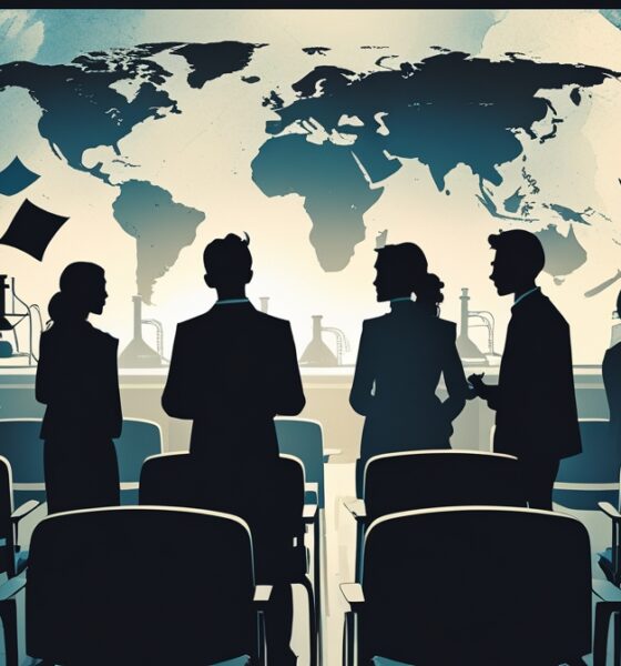 Ilustrasi boikot akademik Israel dengan kursi kosong di universitas, simbol konflik moral dan keterlibatan akademik