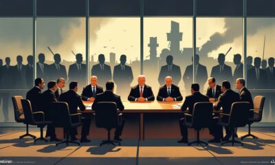 Para pemimpin faksi Palestina duduk di meja perundingan di Kairo, sementara bayangan diplomat asing mengintai dari balik kaca, menggambarkan paradoks antara upaya rekonsiliasi nasional dan tekanan eksternal di tengah reruntuhan Gaza.