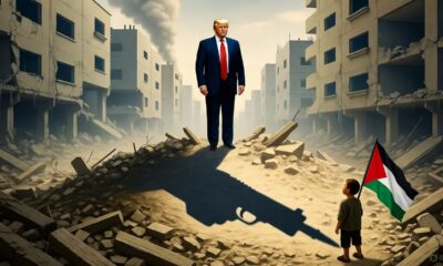 Trump’s shadow forms a gun over Gaza’s ruins.