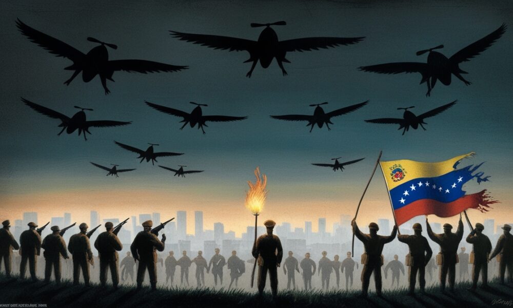 Symbolic illustration of Venezuela’s struggle for sovereignty under CIA’s shadow.
