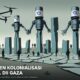 Ilustrasi editorial yang menampilkan Gaza sebagai wilayah terfragmentasi dengan garis batas abstrak, drone pengawas, dan simbol mesin birokrasi AS–Israel yang mengatur potongan wilayah seperti papan strategi.
