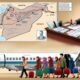 Ilustrasi editorial yang menggambarkan rute keluarnya warga Gaza yang diarahkan pejabat Israel melalui dokumen dan charter flight.