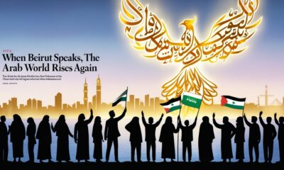 Ilustrasi kebangkitan bangsa Arab di Beirut, simbol perlawanan dan solidaritas untuk Palestina.