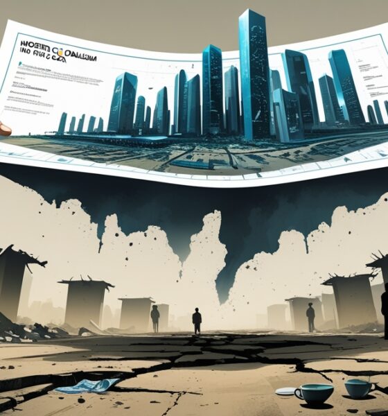 Ilustrasi editorial rencana pembangunan Gaza futuristik yang mengabaikan keberadaan warga aslinya