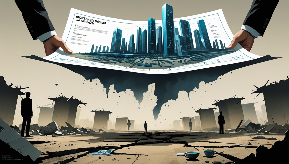 Ilustrasi editorial rencana pembangunan Gaza futuristik yang mengabaikan keberadaan warga aslinya