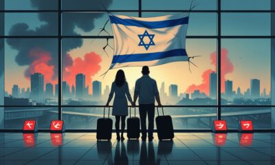 Ilustrasi editorial Yerida: warga Israel di bandara meninggalkan negara saat perang berlanjut sejak Oktober 2023