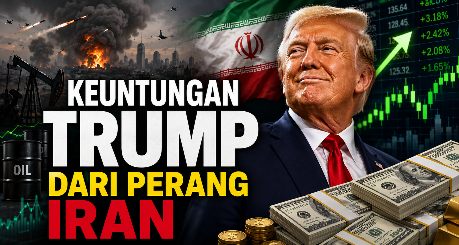 Donald Trump, perang Iran, minyak, dan investasi saham