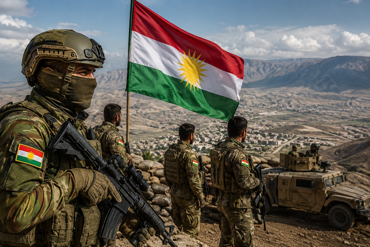 Pasukan Peshmerga Kurdistan Irak di tengah meningkatnya ancaman serangan Iran