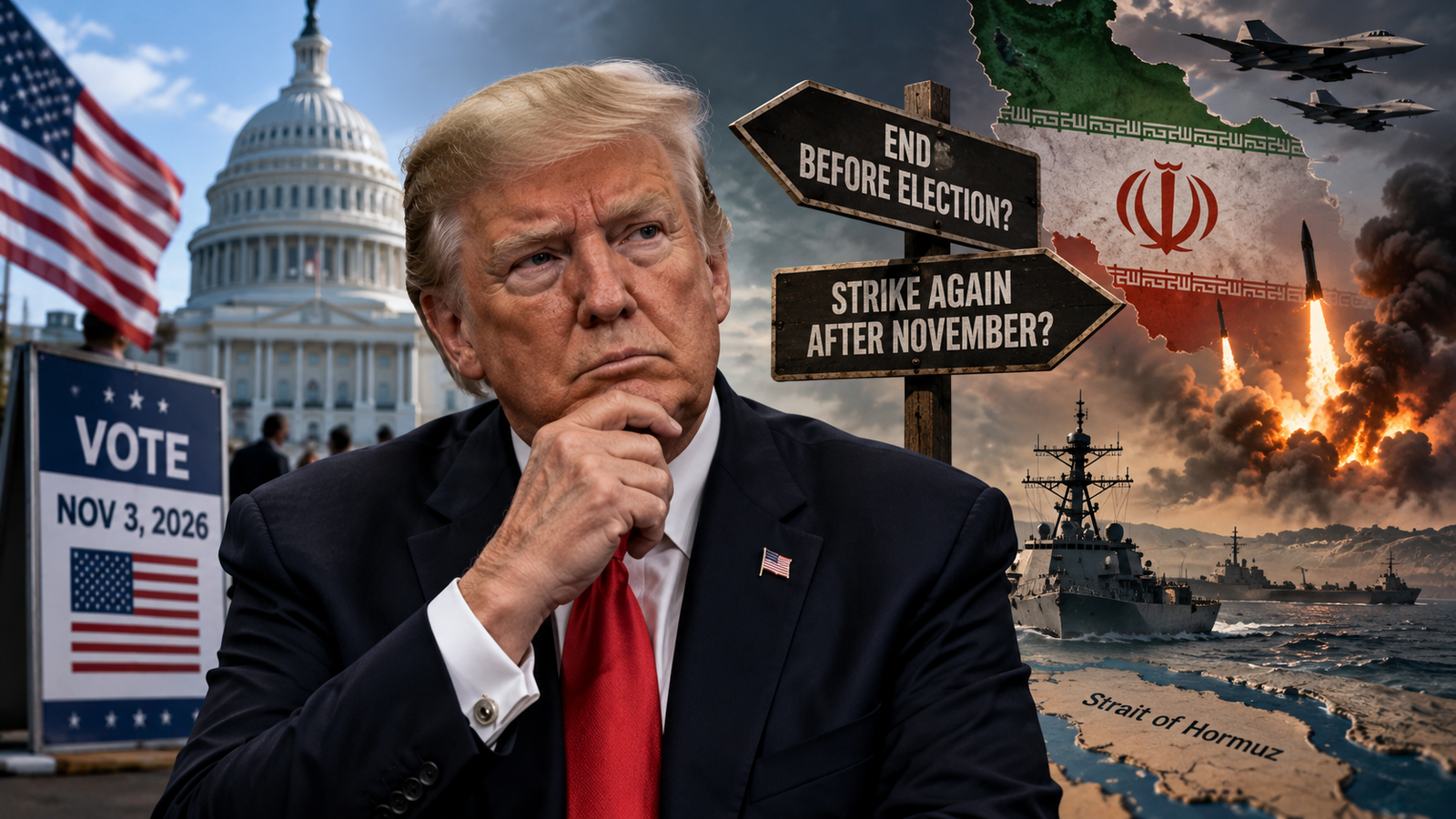 Donald Trump menghadapi dilema strategis terkait perang Iran menjelang pemilu sela Amerika Serikat November 2026.