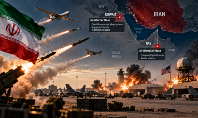 Serangan rudal dan drone Iran menargetkan fasilitas militer AS di Kuwait dan Uni Emirat Arab.